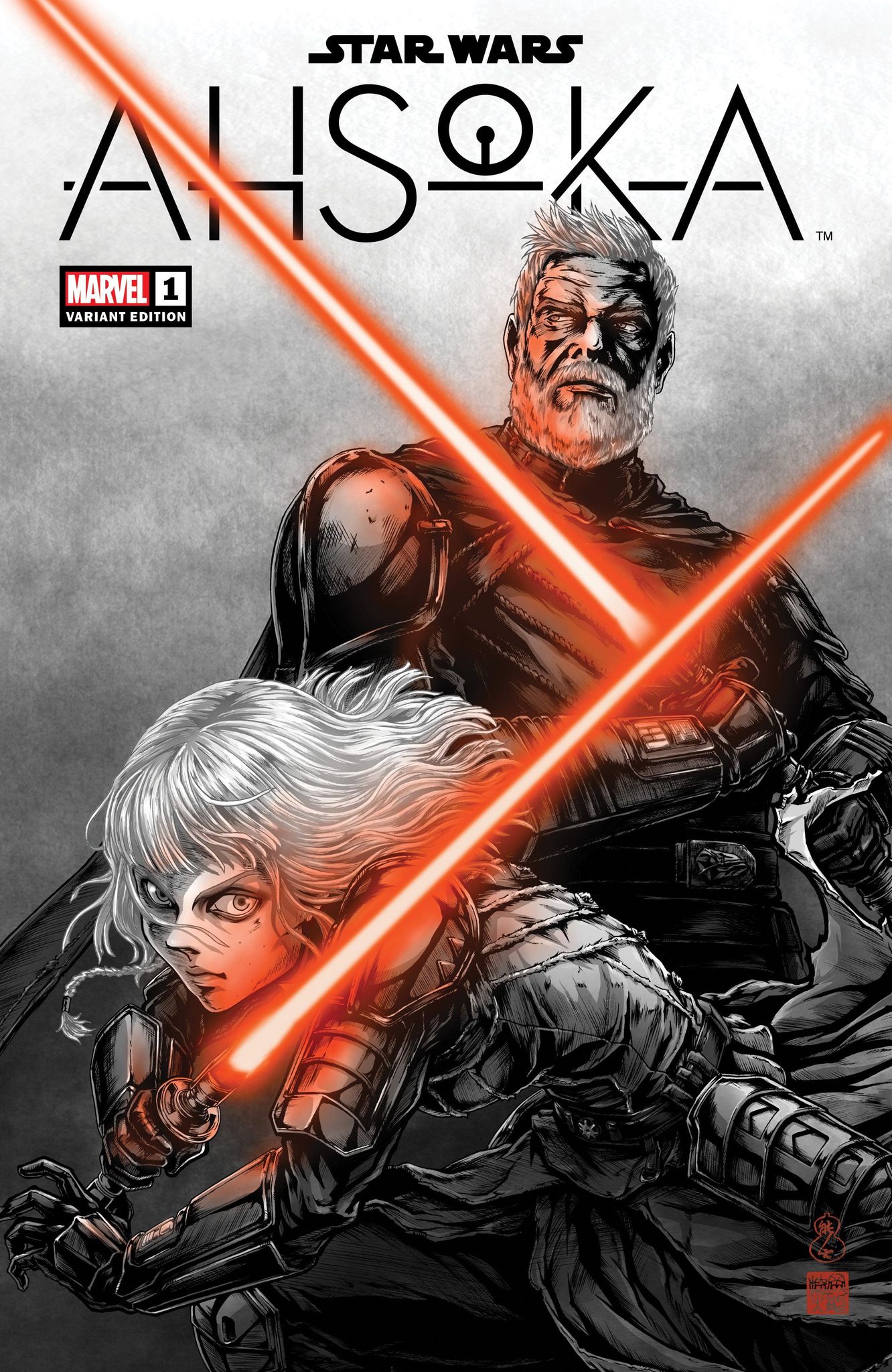 STAR WARS: AHSOKA #1 (TAKASHI OKAZAKI EXCLUSIVE TRADE/VIRGIN VARIANT SET)(PART 1 OF 8 ~ BAYLAN SKOLL & SHIN HATI)